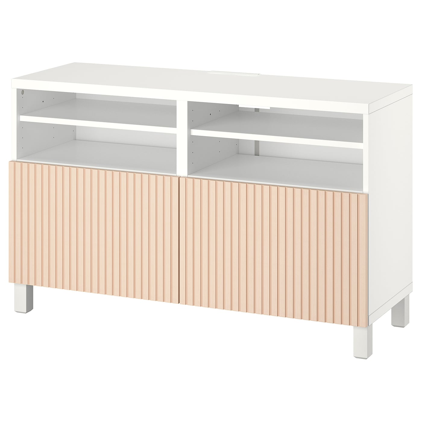 IKEA BESTÅ ława TV z drzwiami, biały/Björköviken/Stubbarp okl brzoz, 120x42x74 cm