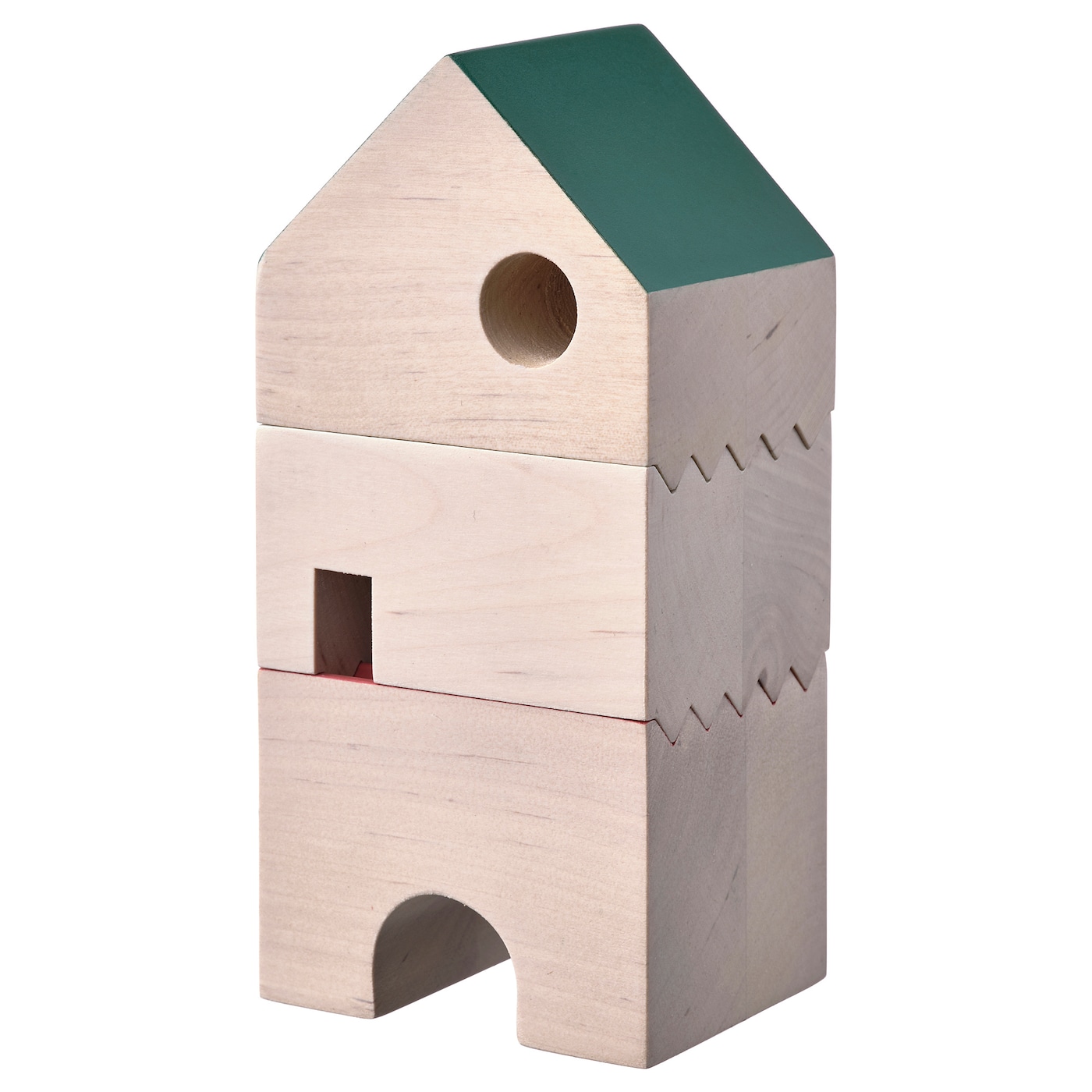 IKEA FÄLTLÖNN domki do dekoracji, 3 szt, lite drewno/wielobarwny, Wysokość całkowita: 14 cm