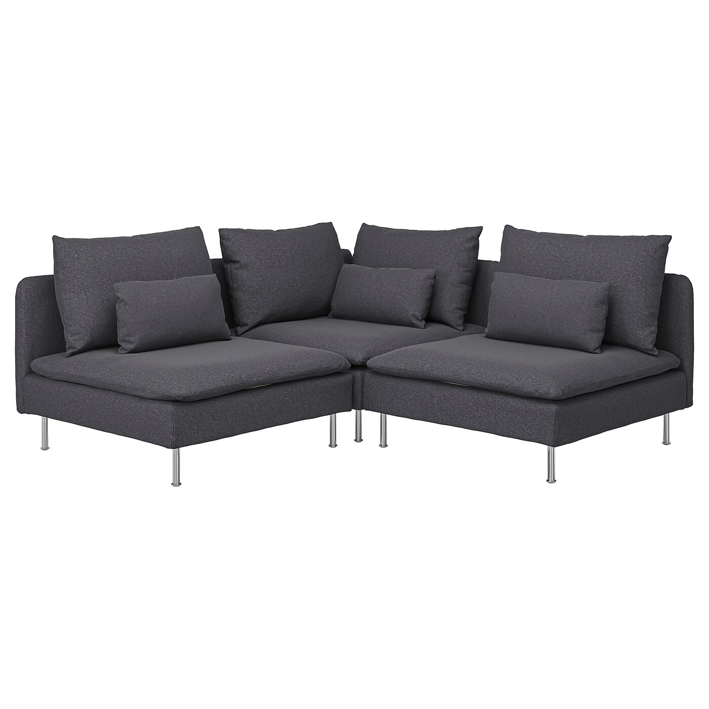 IKEA SÖDERHAMN sofa narożna 3-osobowa, Gunnared średnioszary, Wysokość z poduchami oparcia: 83 cm