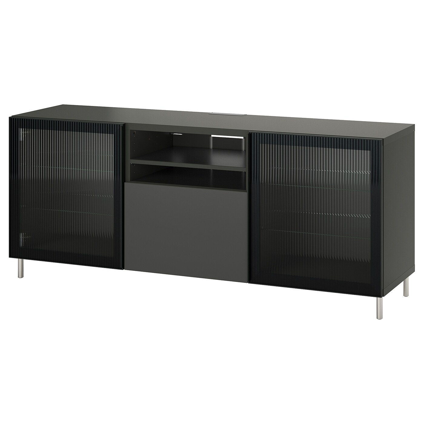 IKEA BESTÅ ława TV z szufladami, ciemnoszary Lappviken/Fällsvik antracyt, 180x42x74 cm