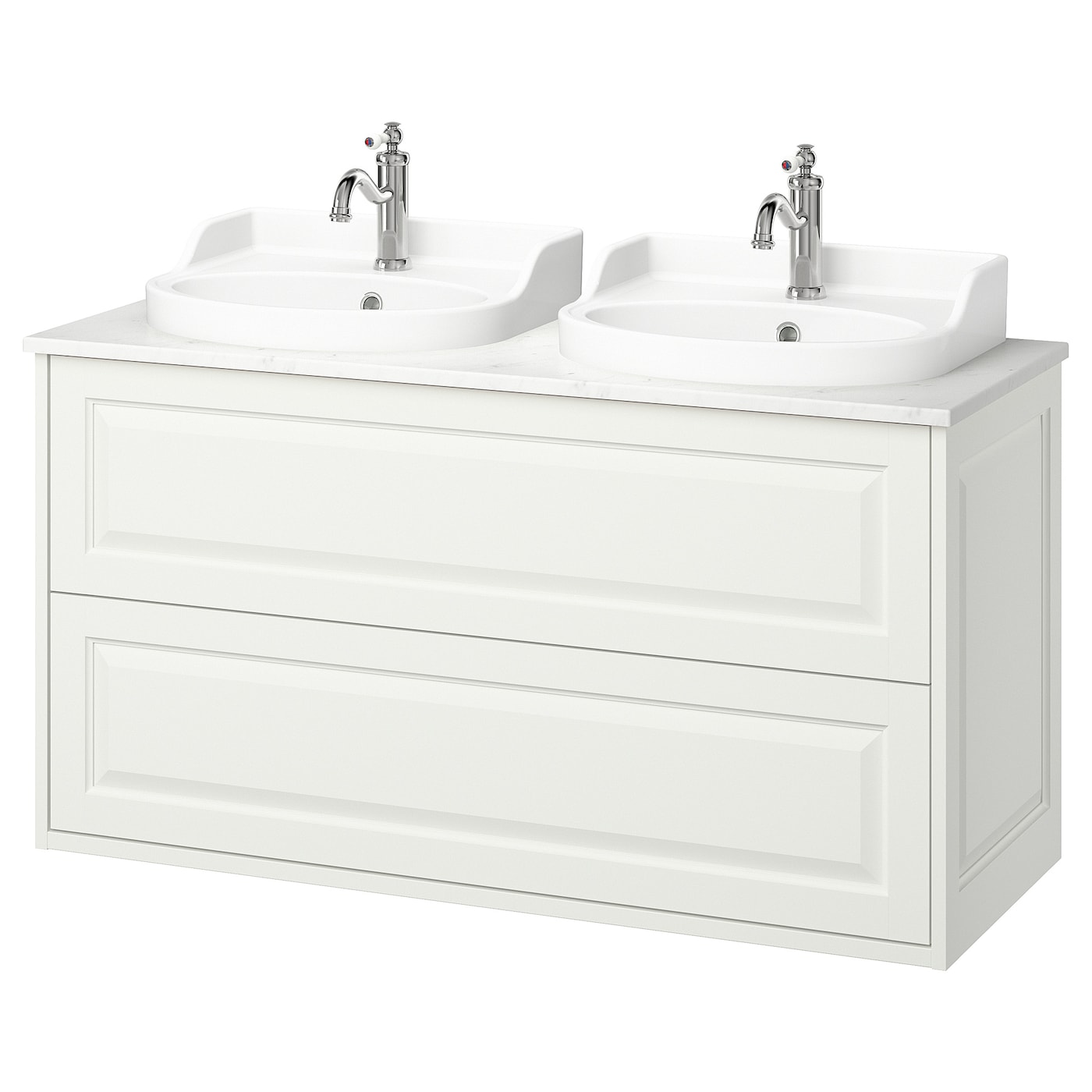 IKEA TÄNNFORSEN / RUTSJÖN szaf umyw z szufladami/umyw/baterie, biały, 122x49x76 cm