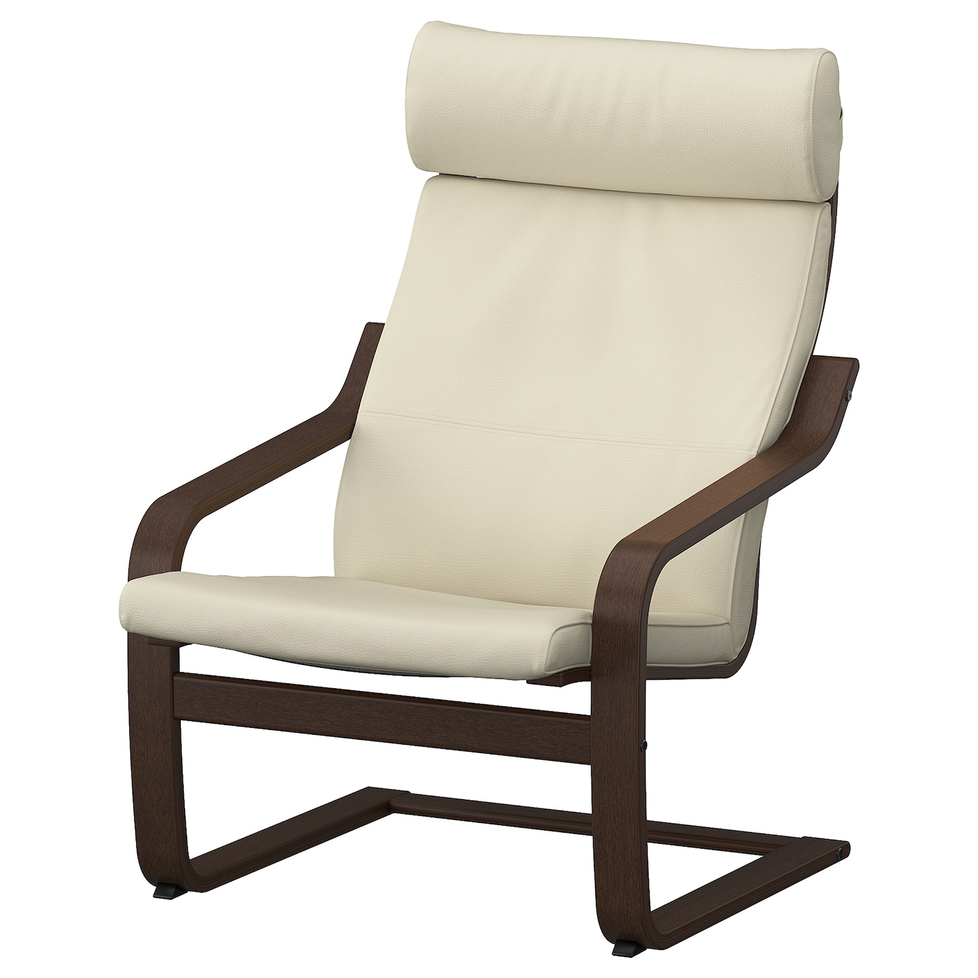 IKEA POÄNG fotel, brązowy/Glose złamana biel, Szerokość: 68 cm