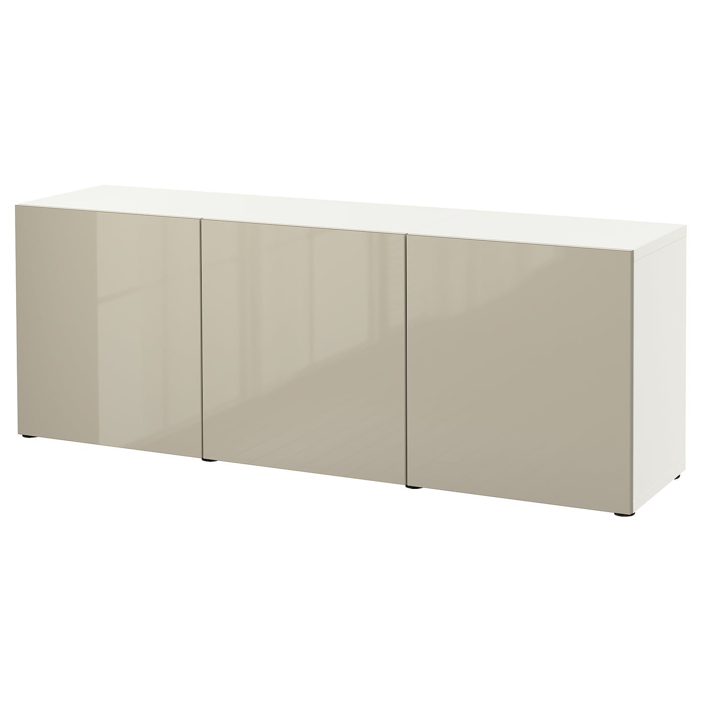 IKEA BESTÅ kombinacja z drzwiami, biały/Selsviken wysoki połysk beż, 180x42x65 cm