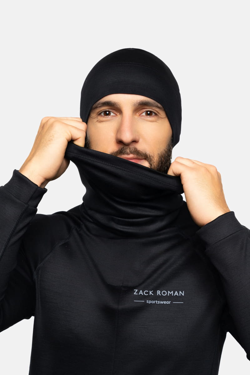 Komin sportowy Extra Warm Expedition z wełny merino, czarny, 283 gr