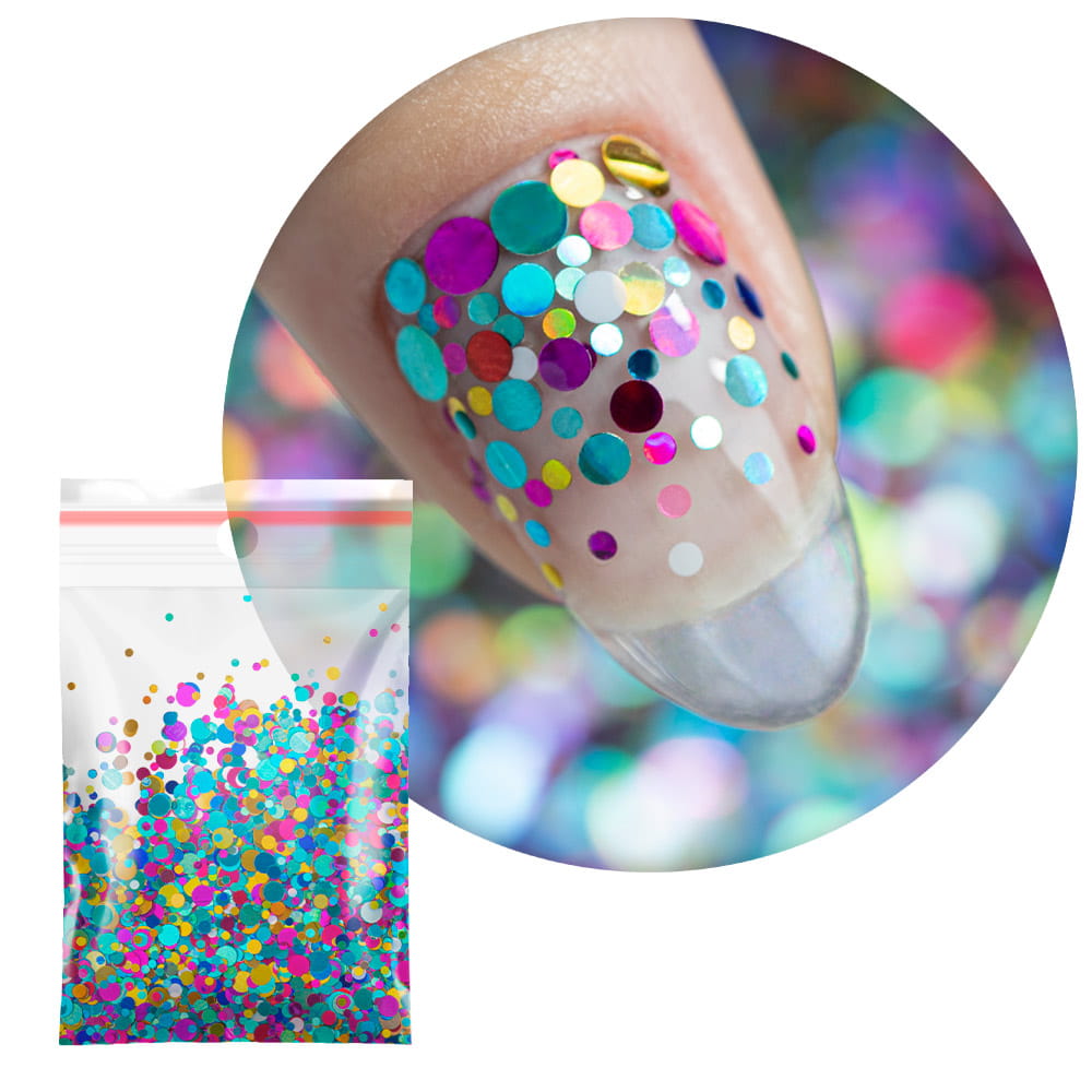 Kolorowa ozdoba do paznokci Pop-Up! Piegi Confetti Dropsy Kropki Kółeczka Princess Nails Nr 7 20g