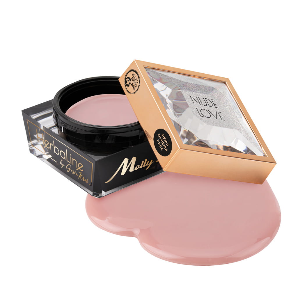 Żel budujący do paznokci HEMA/Di-HEMA Free z olejkiem z drzewa herbacianego MollyLac HerbaLine Nude Love by Gosia Kruś 50 g