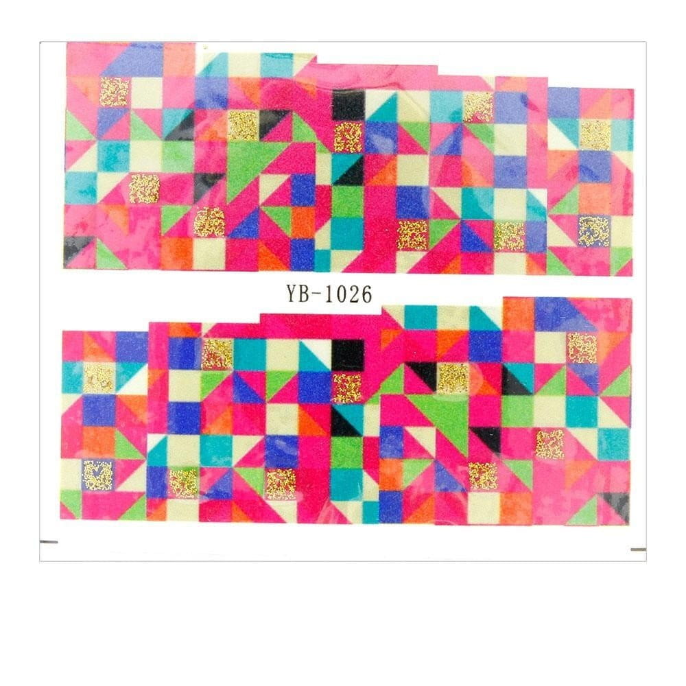 Naklejki wodne do paznokci arkusz 6,5 x 5,5 cm na 10 palców yb Nr 1026