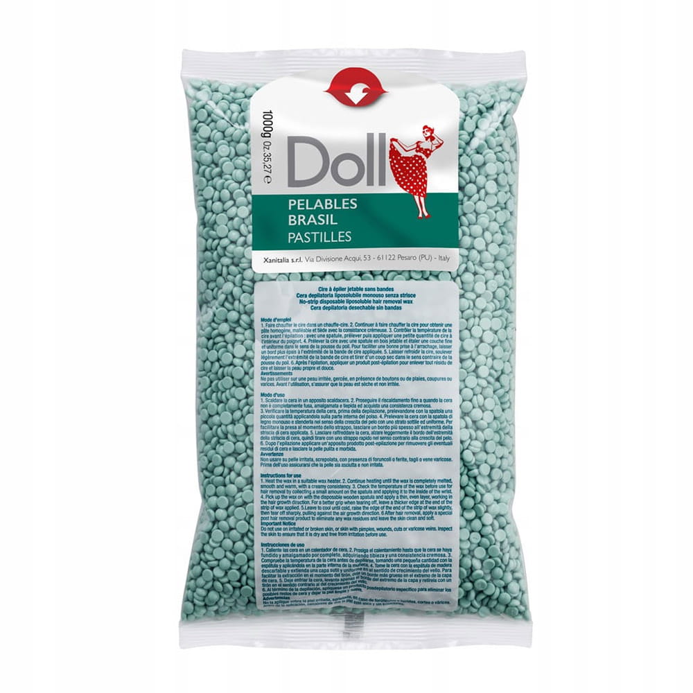 Wosk twardy w dropsach do depilacji brazylijskiej bezpaskowej Xanitalia Doll Aloe Vera aloesowy 1kg