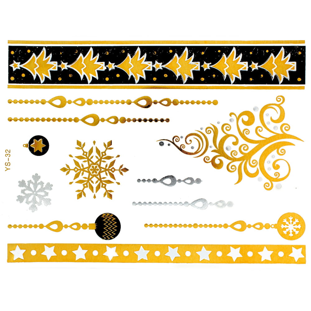 Tatuaż tymczasowy do ciała i włosów Boho christmas arkusz 14,5 x 20 cm YS Nr 32