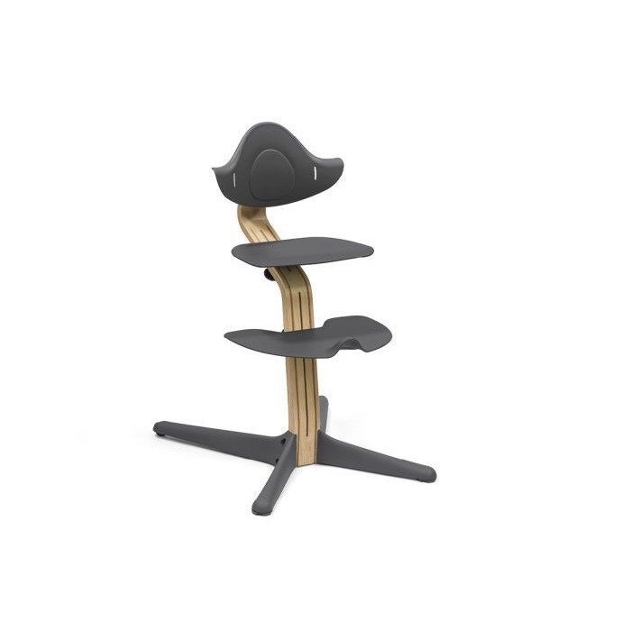 Stokke Nomi + Newborn Set - krzesełko + zestaw dla noworodka-Oak Anthracite-Newborn Set Grey-Grey Blue