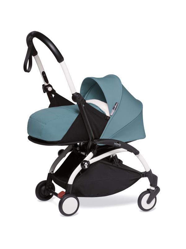 Babyzen Yoyo 2 - wózek głęboko-spacerowy z zestawem dla noworodka-Aqua/ Biała rama
