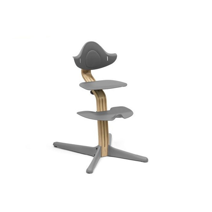 Stokke Nomi + Newborn Set - krzesełko + zestaw dla noworodka-Oak Grey-Newborn Set Grey-Grey Blue