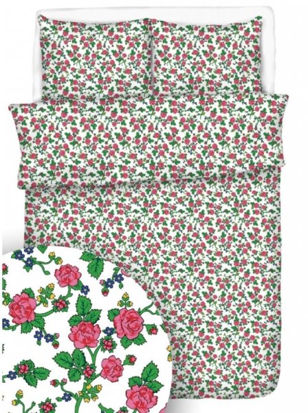 Pościel kora PREMIUM 160x200, 100% bawełna wz. Różyczki góralskie