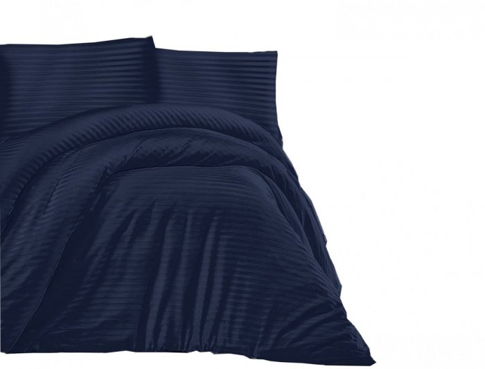 Pościel satynowa Darymex kolekcja Exclusive 200x220 + 2x70x80 wz. CIZGILI NAVY BLUE