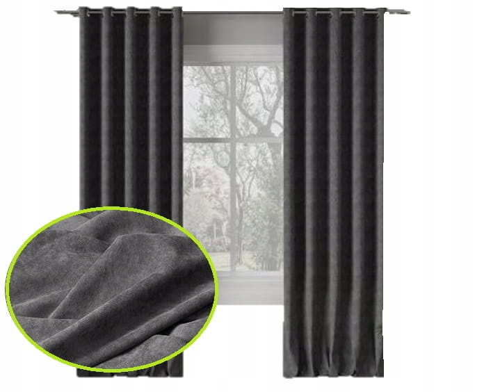 Zasłona Milas ciemny szary 300x140 - elegancka dekoracja do salonu