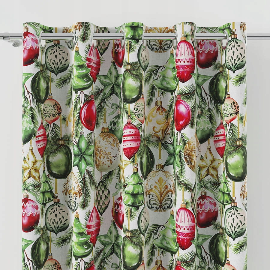 Zasłona świąteczna na przelotkach Bombki 200x150 cm