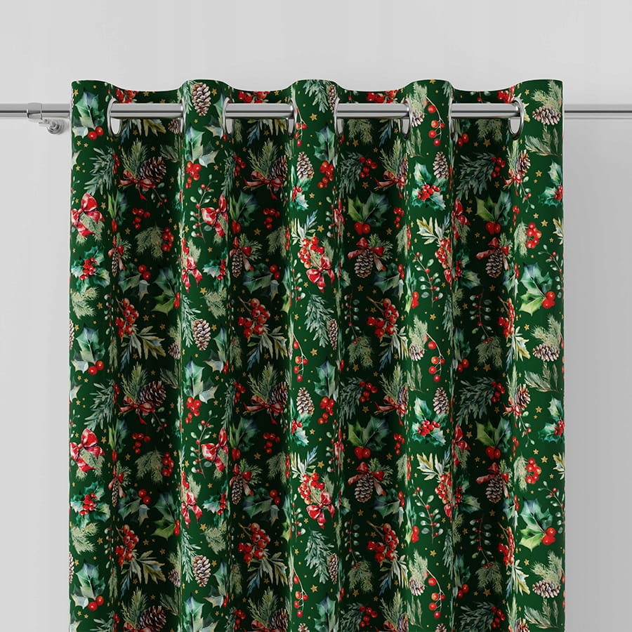 Świąteczna ZASŁONA JARZĘBINA 260X130CM - Urokuje Bożonarodzeniowym Ciepłem