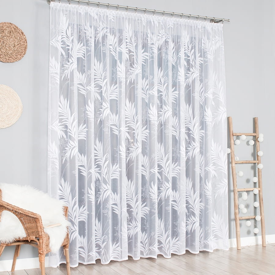 Biała gotowa firanka żakardowa 235x250cm 018920BT