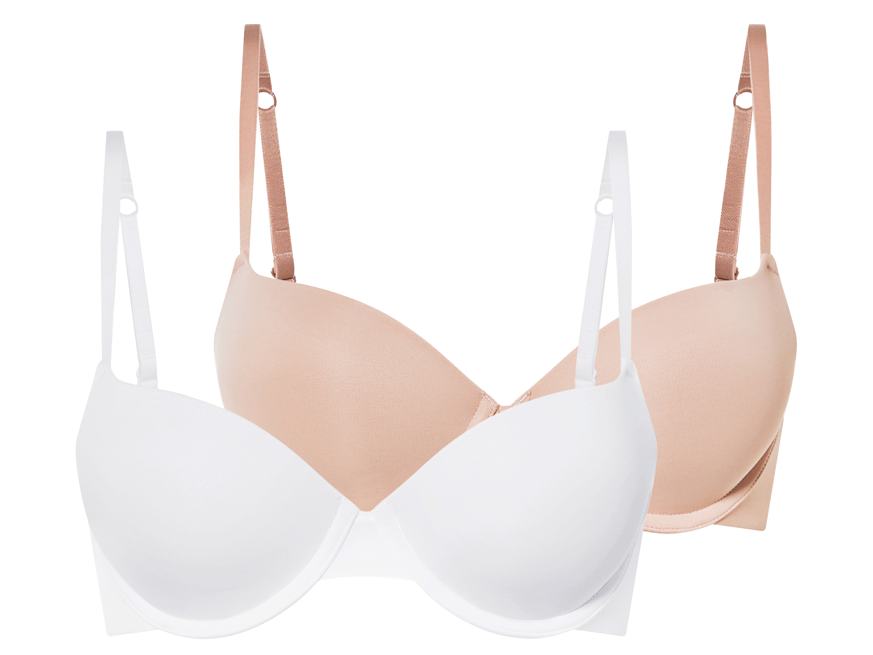 esmara Biustonosze push-up, 2 pary Beżowy/ biały, 75B