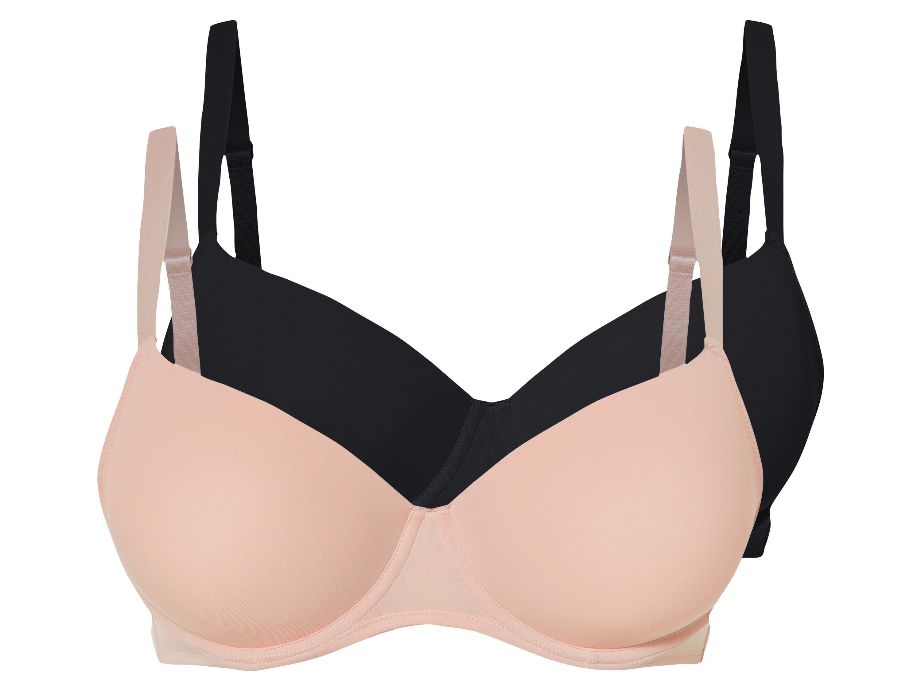 esmara Biustonosze push-up damskie, 2 sztuki Czarny/ beżowy, 90C