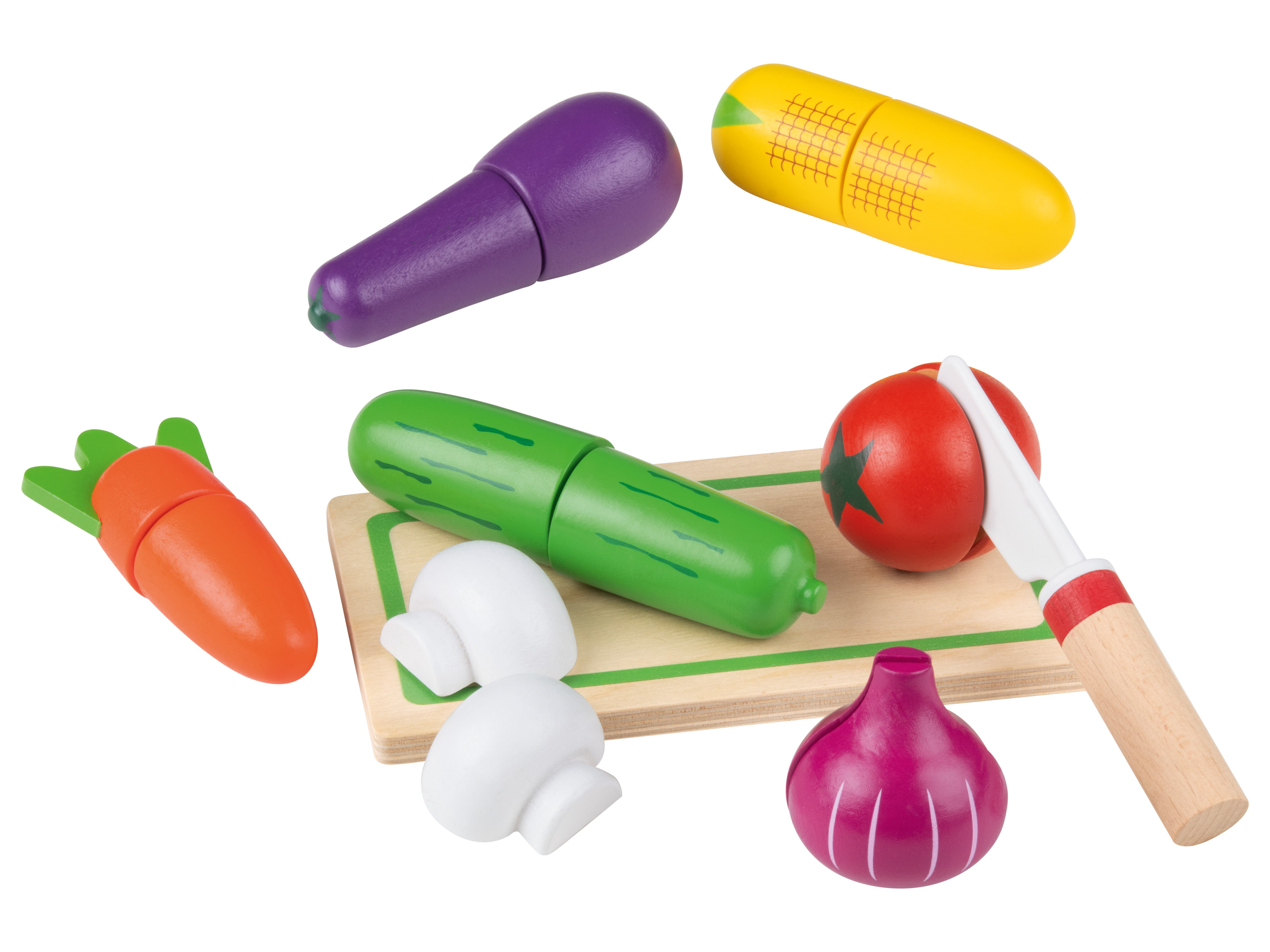 Playtive Zestaw drewnianych produktów spożywczych do zabawy Warzywa - zestaw