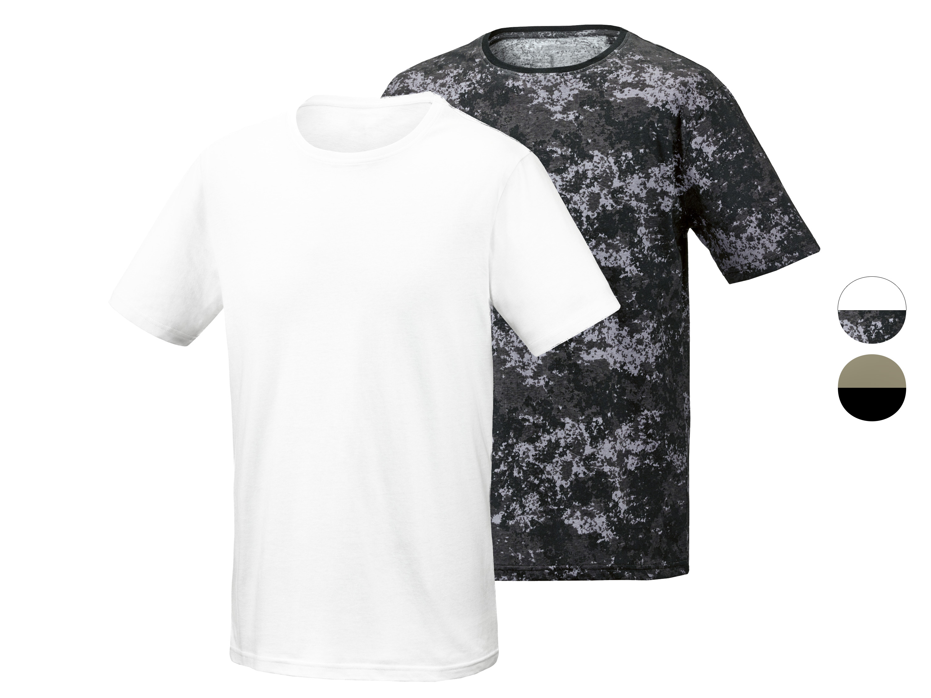 Parkside T-shirty męskie z bawełny organicznej, 2 sztuki Wzorzysty/biały, M 48/50