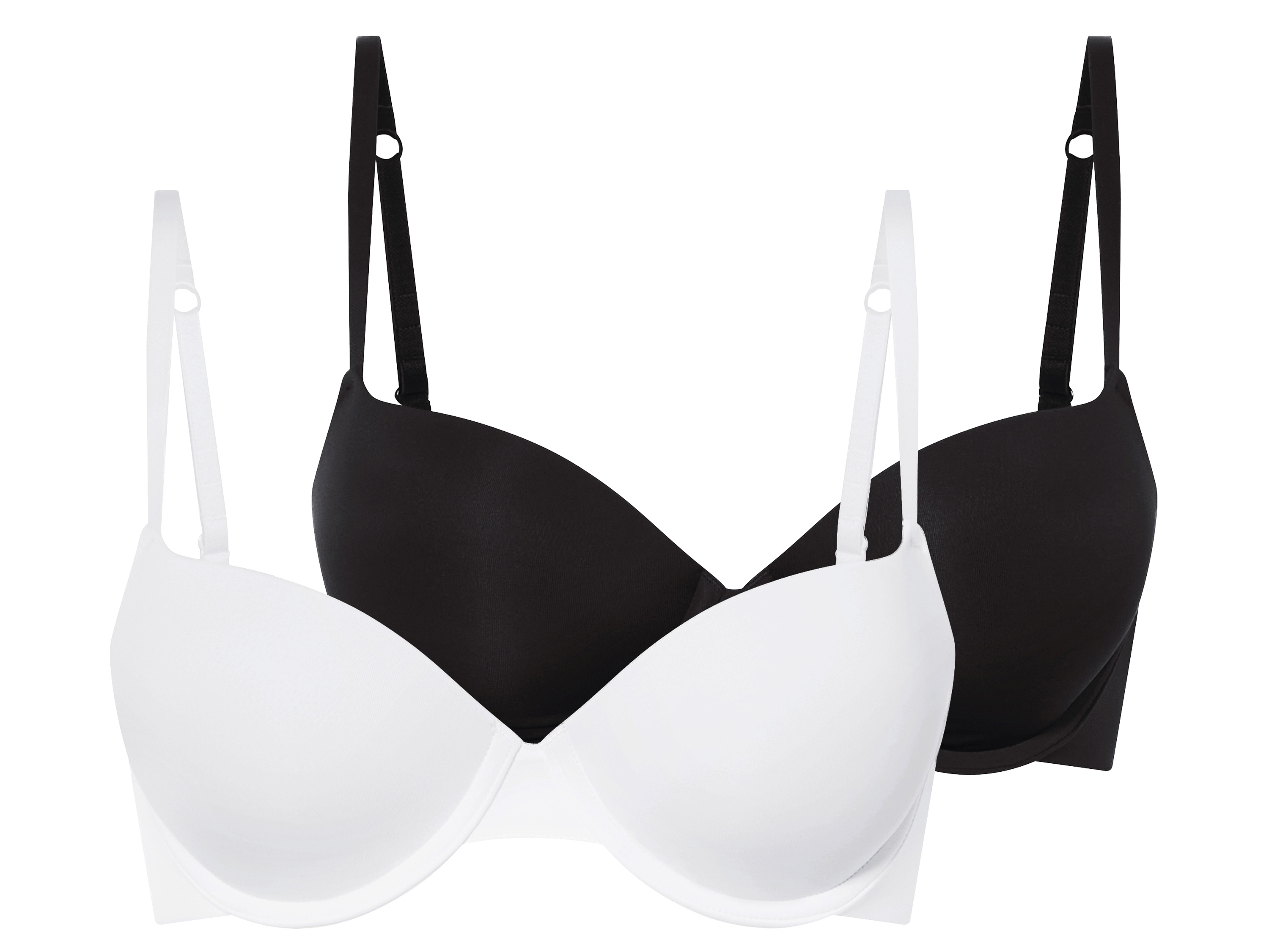 esmara Biustonosze push-up, 2 pary Czarny/ biały, 80C