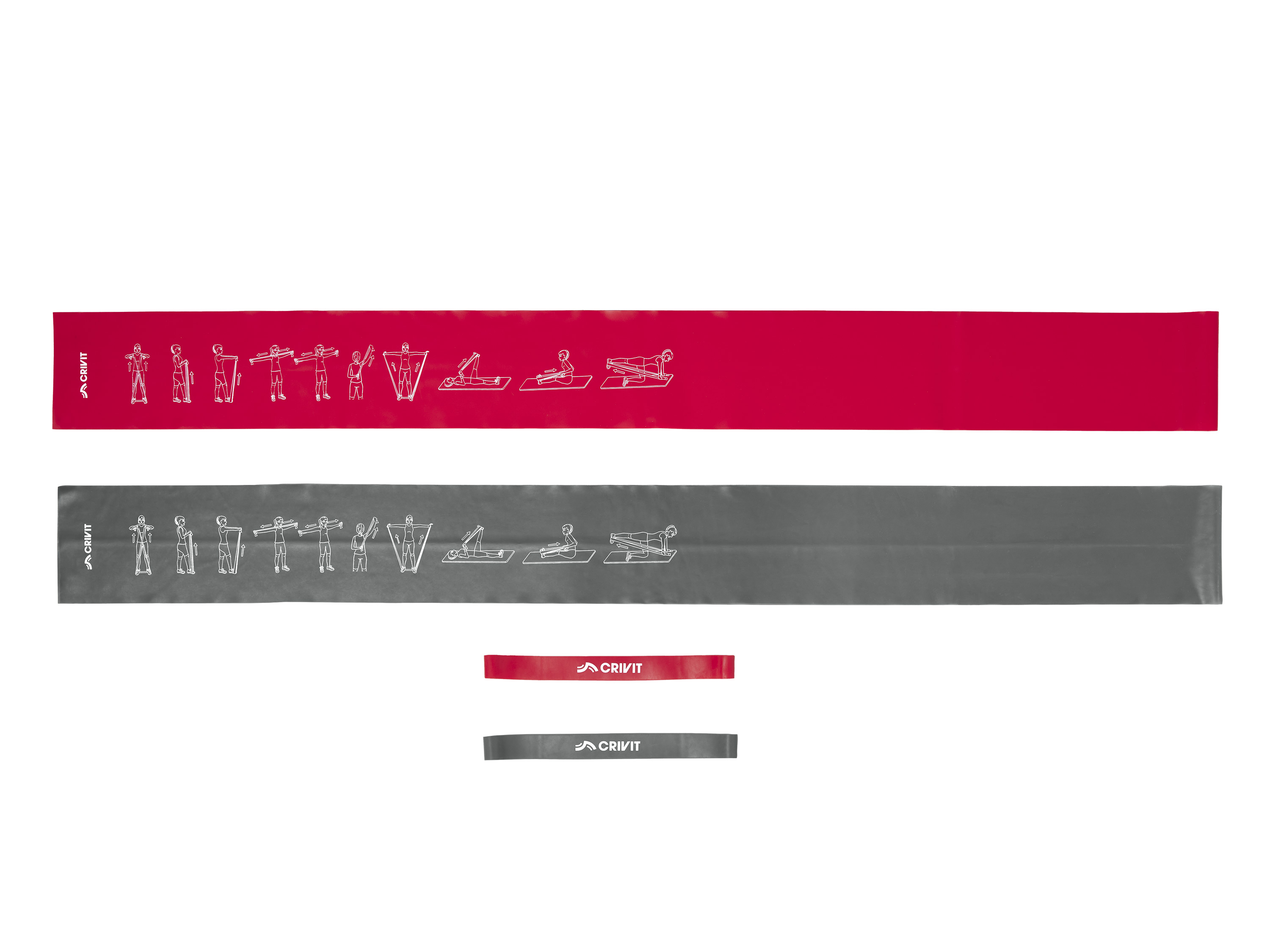 Crivit Komplet gum oporowych do fitnessu Szary/ czerwony mocna/ bardzo mocna