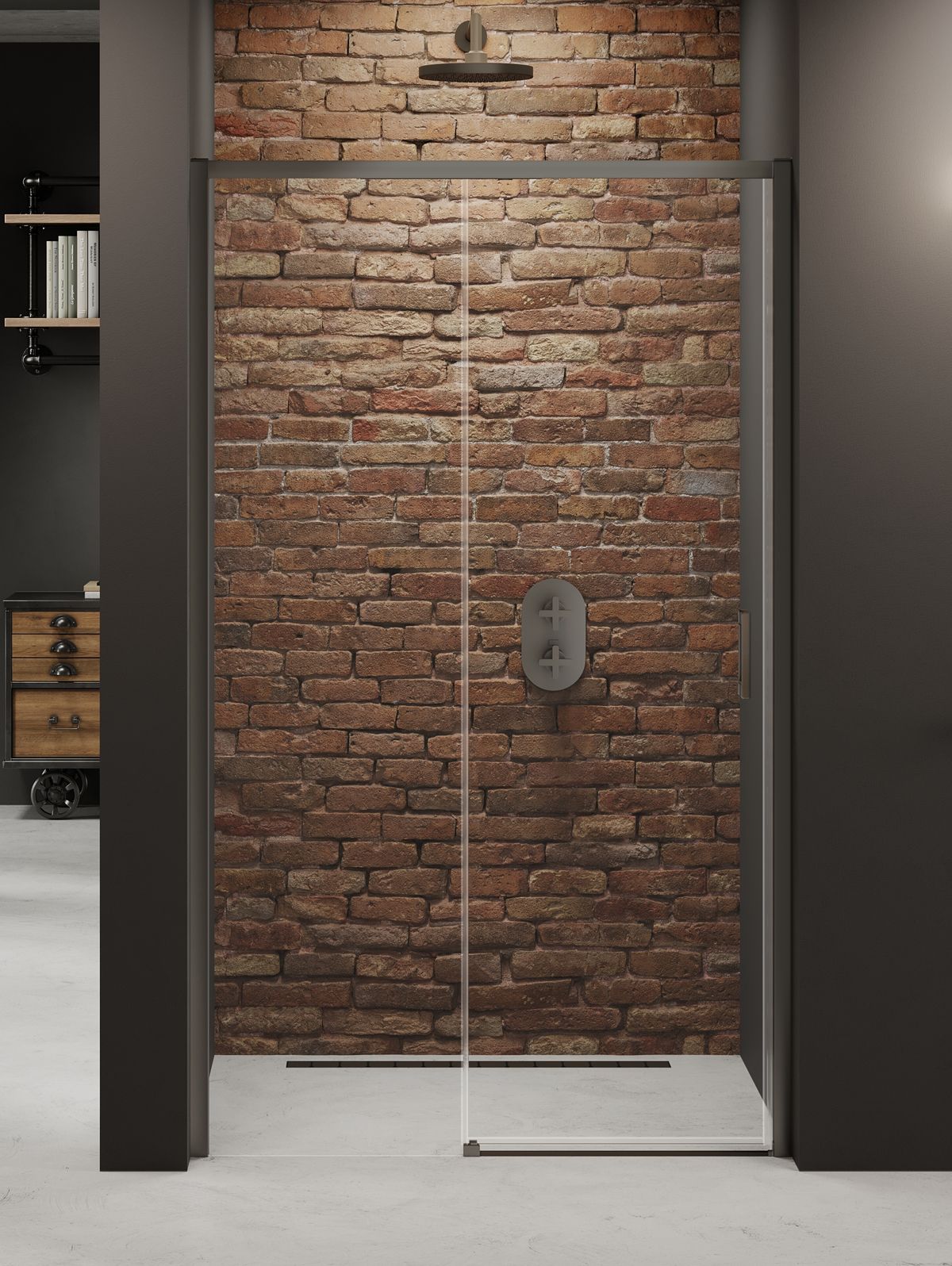 Darmowa Dostawa - Drzwi prysznicowe 160 cm rozsuwane szczotkowany/szkło przezroczyste New Trendy Prime Gunmetal Brushed D0898A