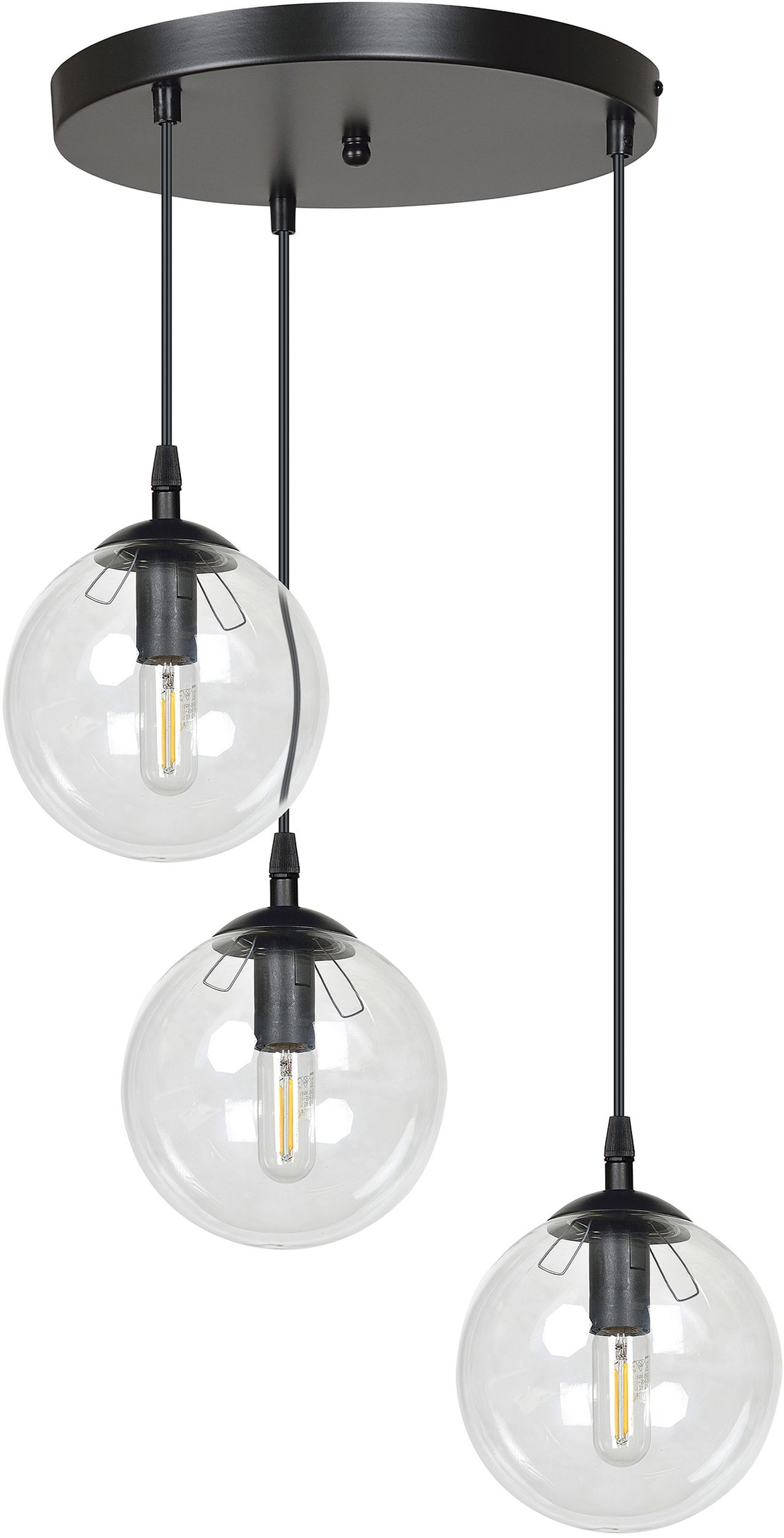 Darmowa Dostawa - Lampa wisząca 3x10 W czarna-przezroczysta Emibig Cosmo 7113PREM