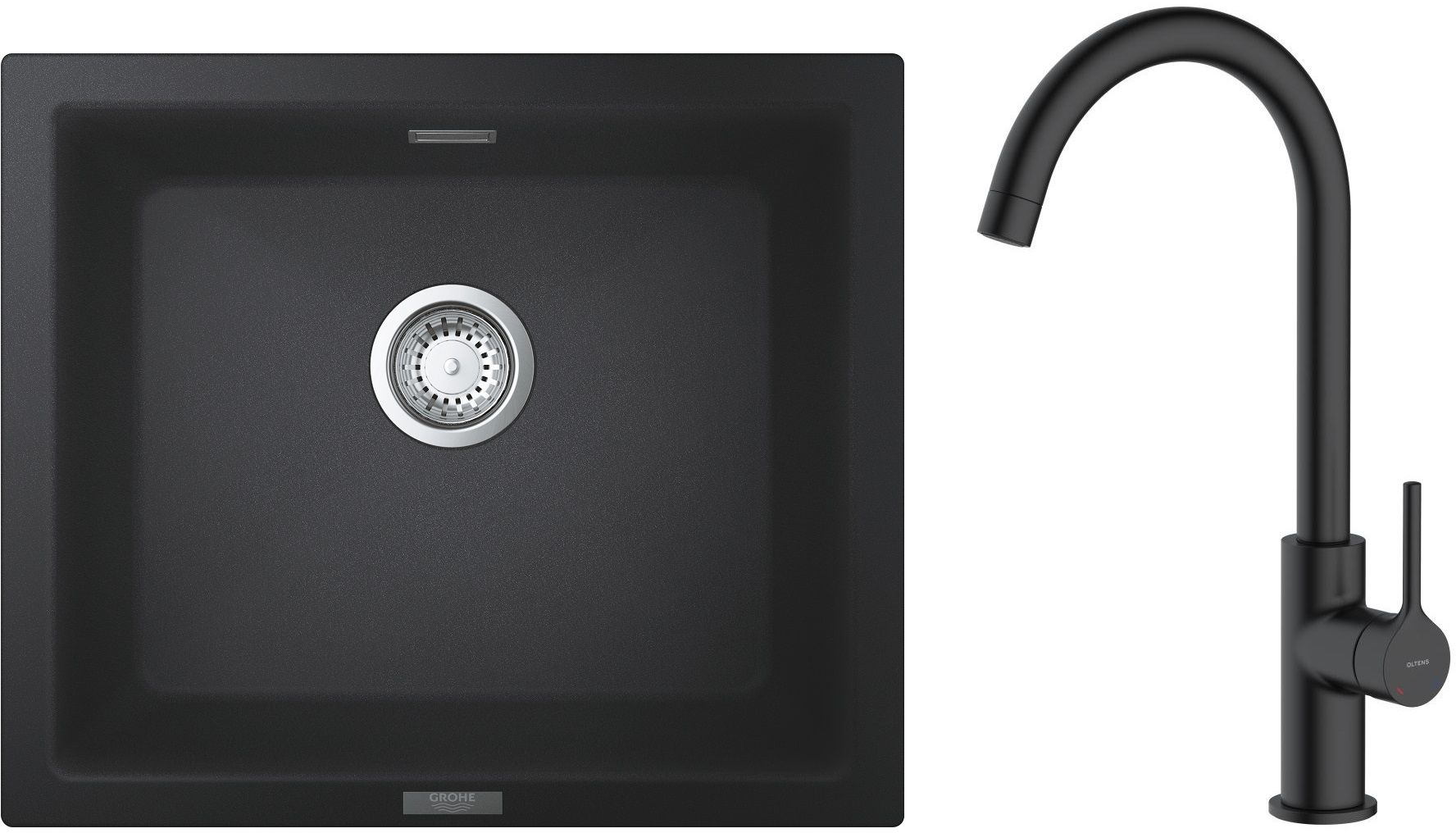Darmowa Dostawa - Zlewozmywak z baterią czarny / czarny Grohe K700U abset4496