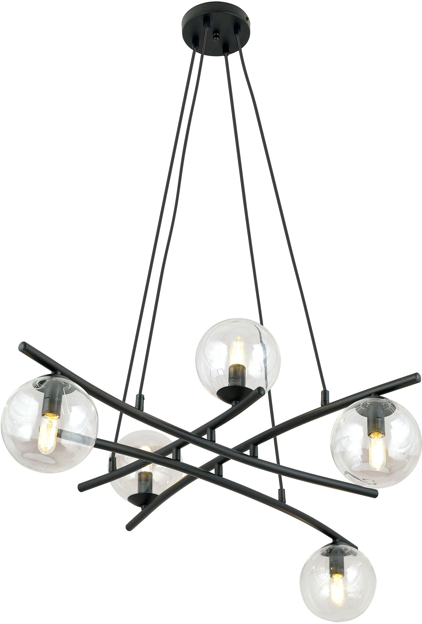 Darmowa Dostawa - Lampa wisząca 5x10 W czarna-przezroczysta Emibig Essa 12025