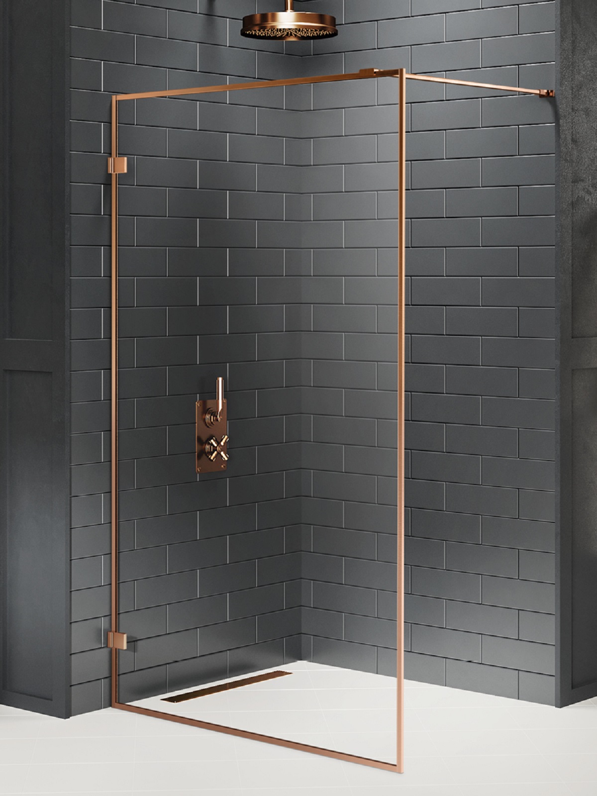 Darmowa Dostawa - Ścianka prysznicowa walk-in 60 cm miedź szczotkowany/szkło przezroczyste New Trendy Avexa Copper Brushed EXK3795
