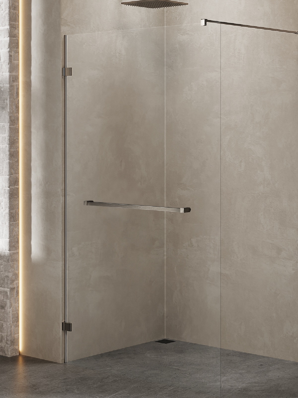 Darmowa Dostawa - Ścianka prysznicowa walk-in 140 cm szczotkowany/szkło przezroczyste New Trendy Avexa Gunmetal Brushed EXK7129