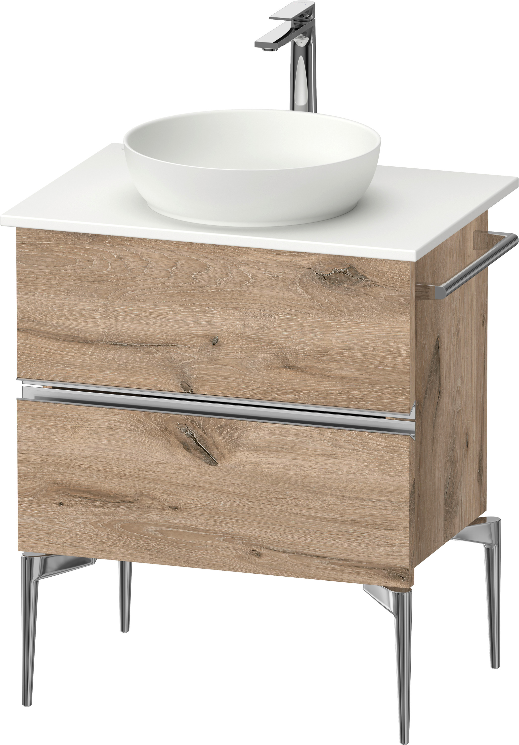 Darmowa Dostawa - Szafka 64.5x47.5x54.8 cm podumywalkowa wisząca dąb-chrom Duravit Sivida SV4657010550000