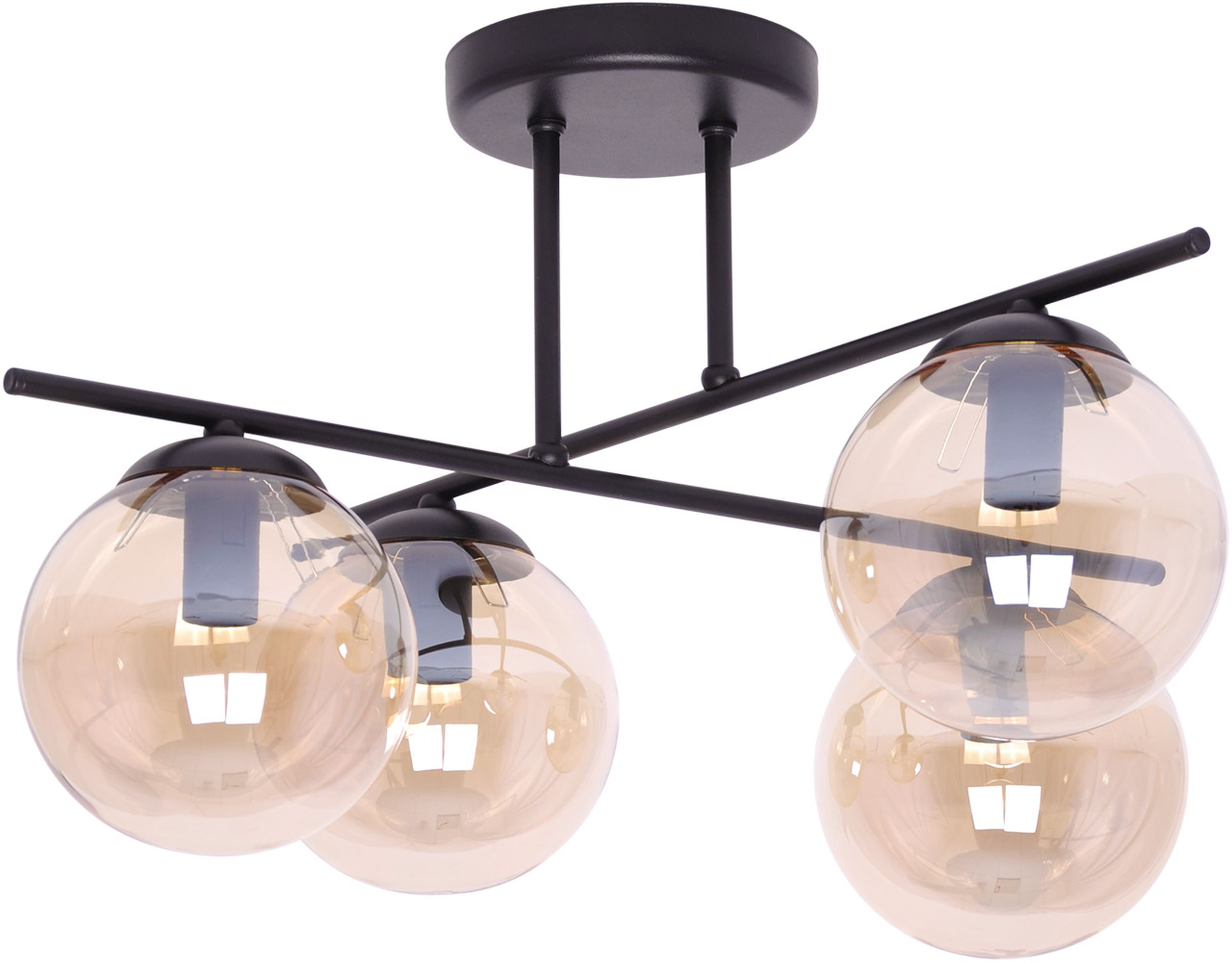 Darmowa Dostawa - Lampa podsufitowa 4x40 W czarna-bursztynowa Kaja Delta K5161