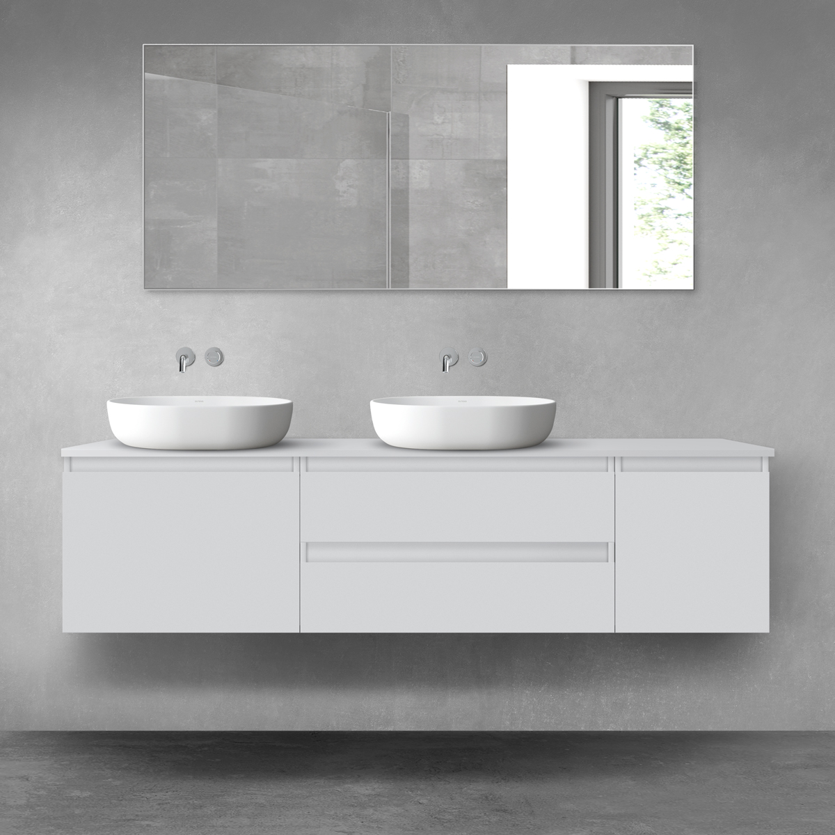 Darmowa Dostawa - Zestaw mebli łazienkowych 180x46.4x48.6 cm podumywalkowa wisząca szara Oltens Vernal 68515700