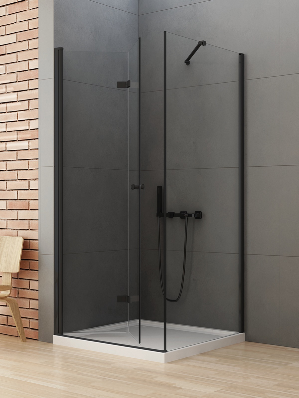 Darmowa Dostawa - Kabina prysznicowa 80x70 cm prostokątna czarny mat/szkło przezroczyste New Trendy New Soleo Black D0233A/D0114B