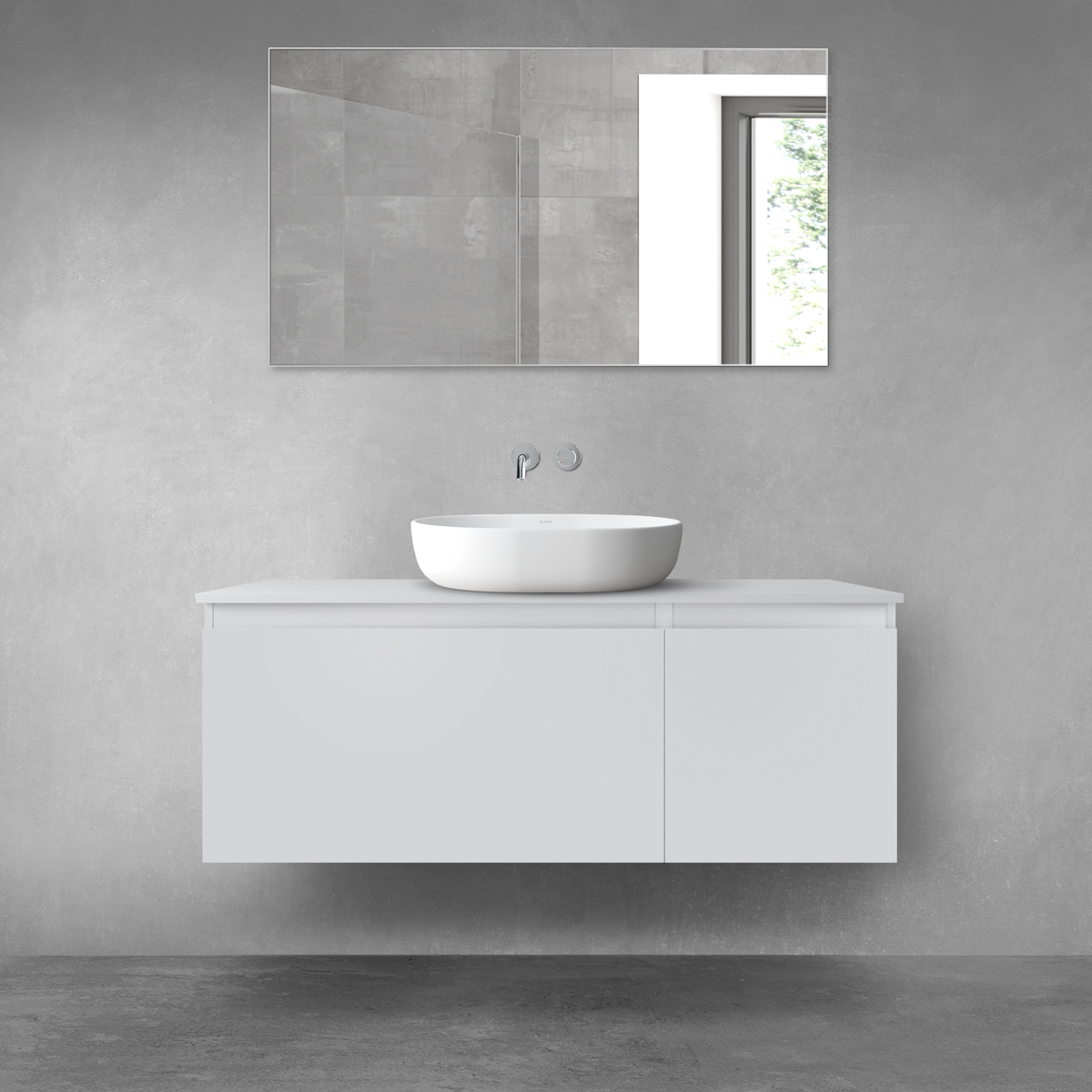 Darmowa Dostawa - Zestaw mebli łazienkowych 120x46.4x48.6 cm podumywalkowa wisząca szara Oltens Vernal 68250700