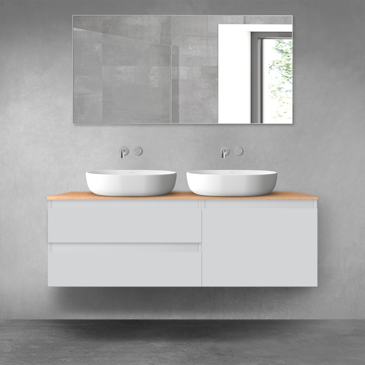 Darmowa Dostawa - Zestaw mebli łazienkowych 140x46.4x48.6 cm podumywalkowa wisząca szara Oltens Vernal 68293700