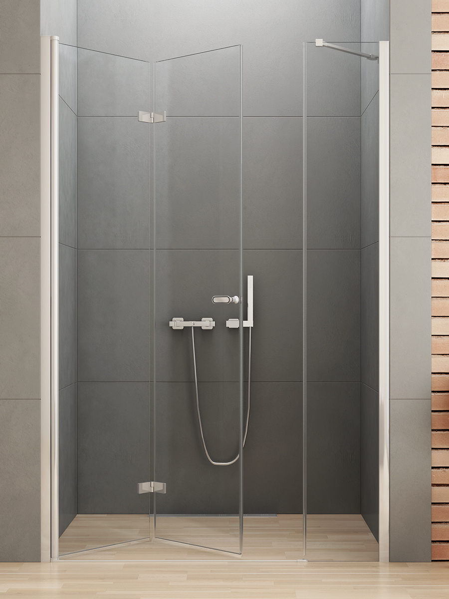 Darmowa Dostawa - Drzwi prysznicowe 130 cm składane chrom połysk/szkło przezroczyste New Trendy New Soleo D0150A/D0094B