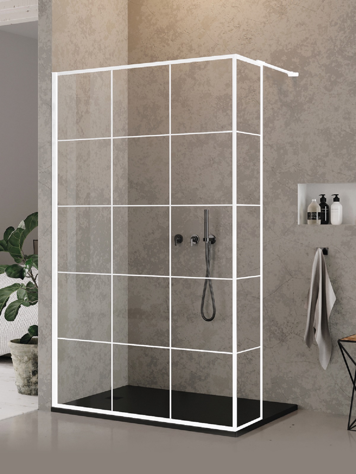 Darmowa Dostawa - Ścianka prysznicowa walk-in 140 cm biały mat/szkło ze wzorem New Trendy New Modus White EXK2245