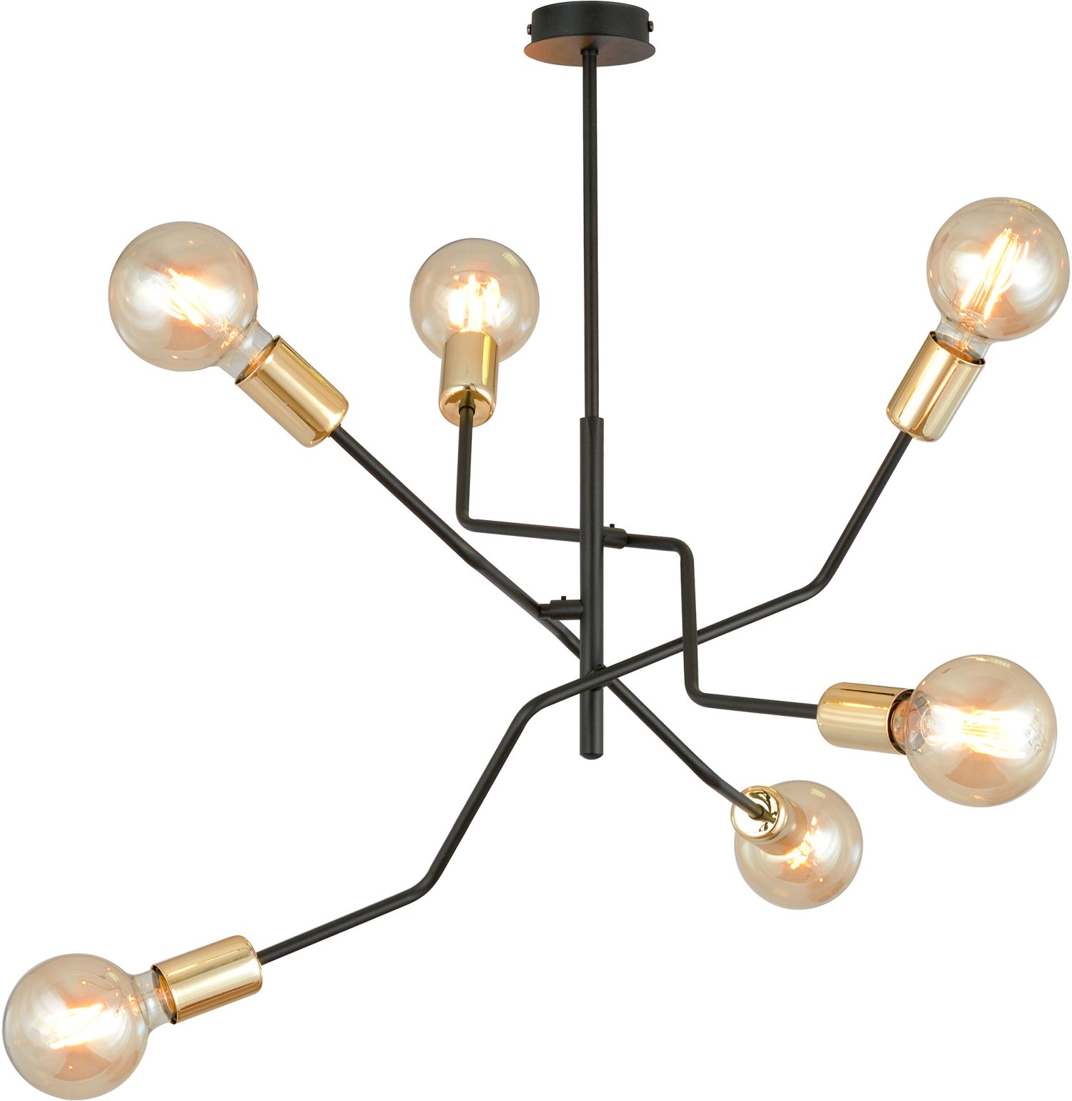 Darmowa Dostawa - Lampa podsufitowa 6x15 W czarna-złota Emibig Bolt 11256
