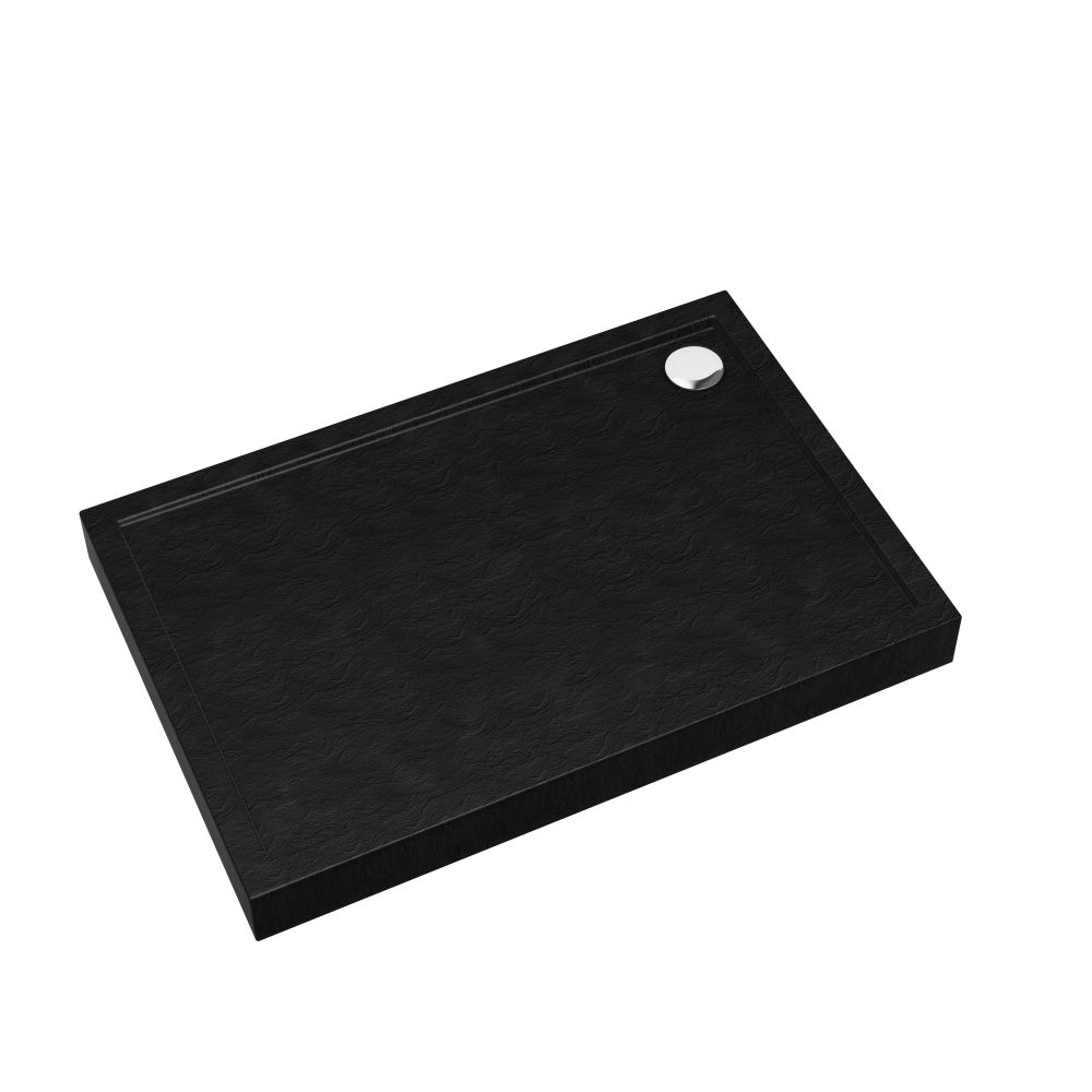 Darmowa Dostawa - Brodzik prostokątny 100x80 cm czarny Schedline Collection Cameron Black Stone 3STC1P80100CST