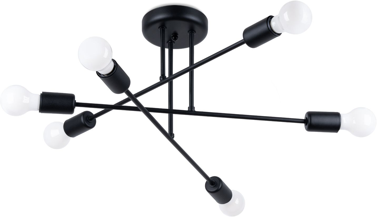 Darmowa Dostawa - Lampa podsufitowa 6x15 W czarna Sollux Lighting Norah SL1453