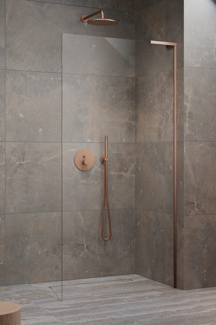 Darmowa Dostawa - Ścianka prysznicowa walk-in 110 cm miedź szczotkowany/szkło przezroczyste Radaway Modo SL Brushed Copper II 103191149301R
