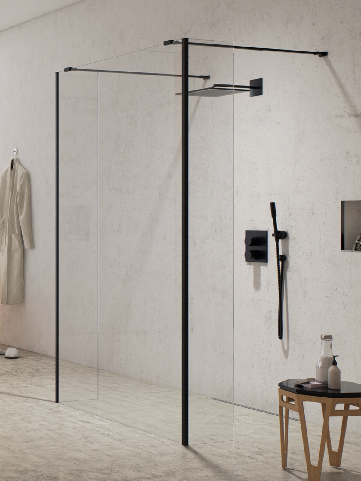 Darmowa Dostawa - Ścianka prysznicowa walk-in 110 cm czarny mat/szkło przezroczyste New Trendy New Modus Black EXK5607