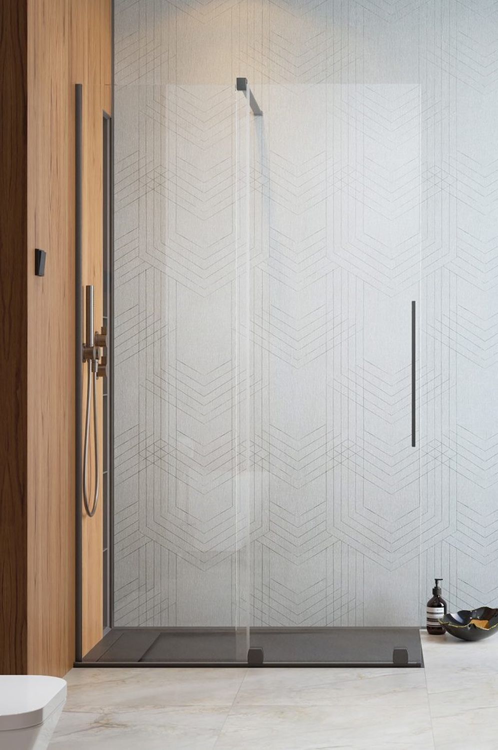 Darmowa Dostawa - Drzwi prysznicowe 68.8 cm rozsuwane Radaway Furo Brushed Gunmetal Walk-In 101066889201L