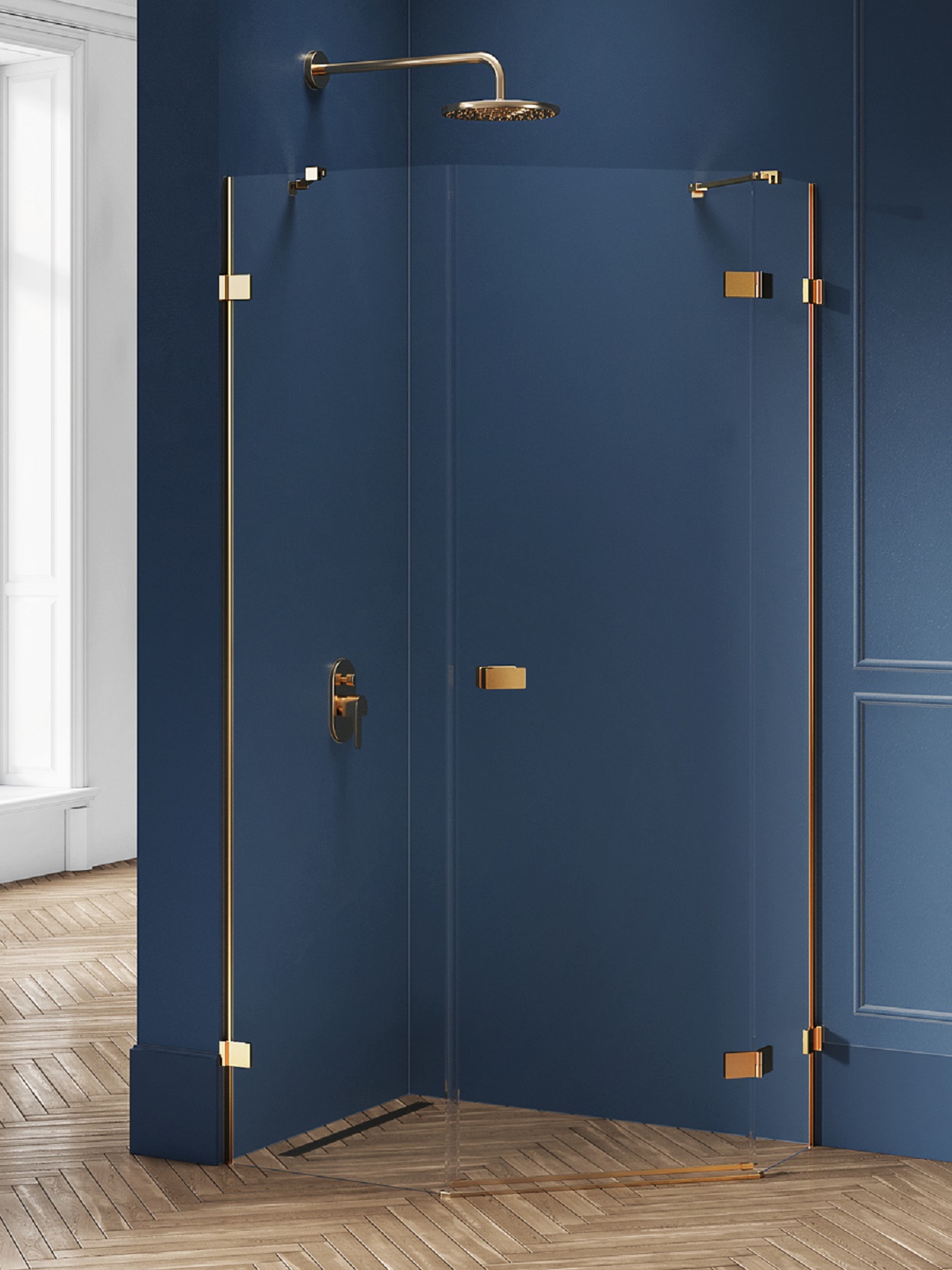 Darmowa Dostawa - Kabina prysznicowa 100x80 cm złoty szczotkowany/szkło przezroczyste New Trendy Avexa Gold Brushed EXK3858