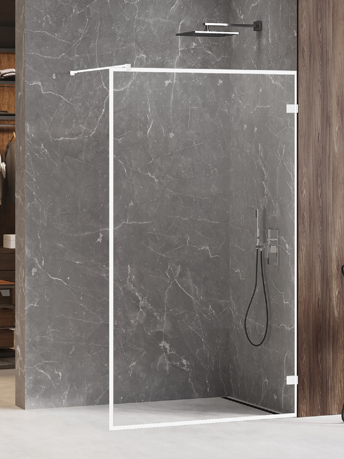 Darmowa Dostawa - Ścianka prysznicowa walk-in 90 cm biały mat/szkło przezroczyste New Trendy Avexa White EXK2994